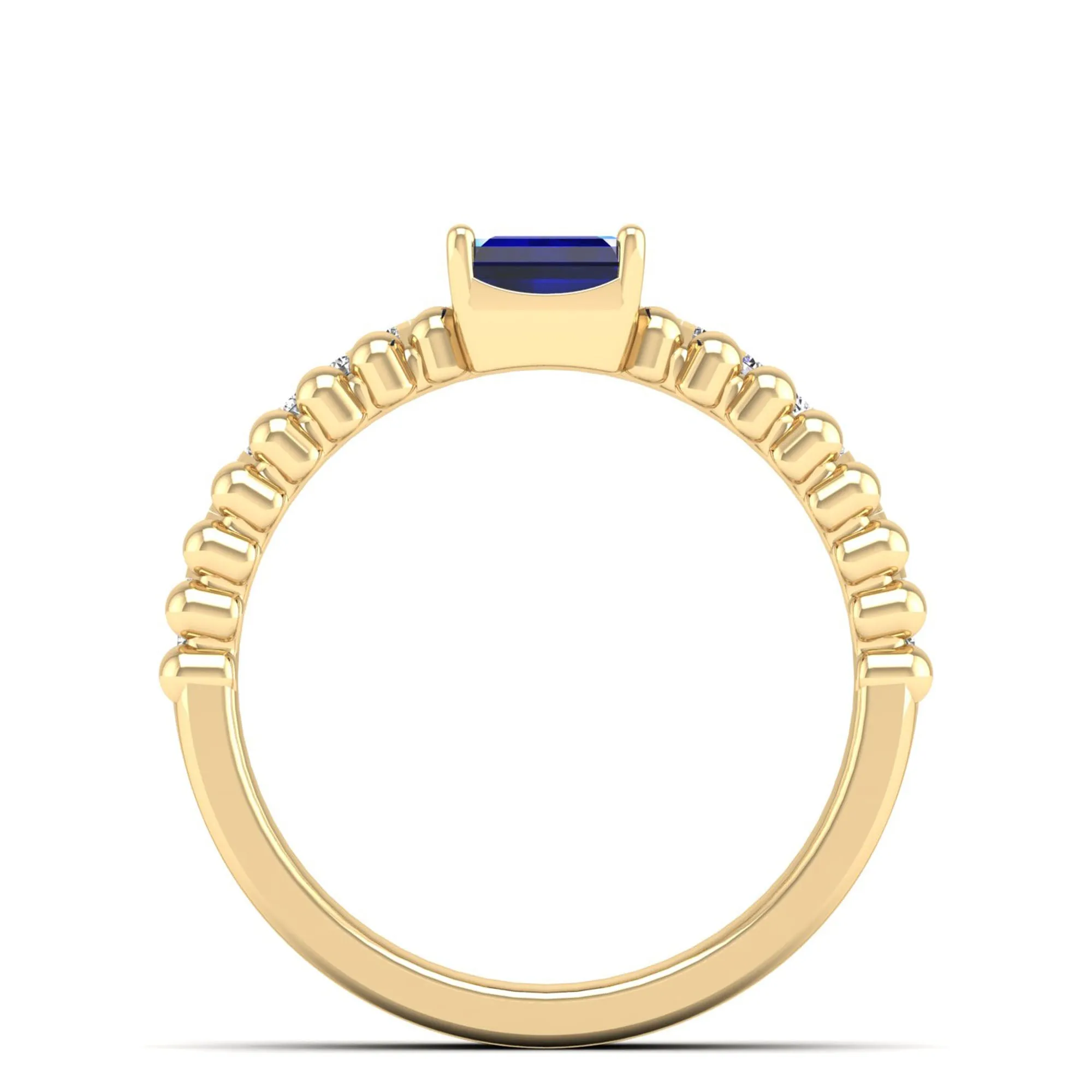 Emerald Cut East-West Sapphire and Diamond Ring
