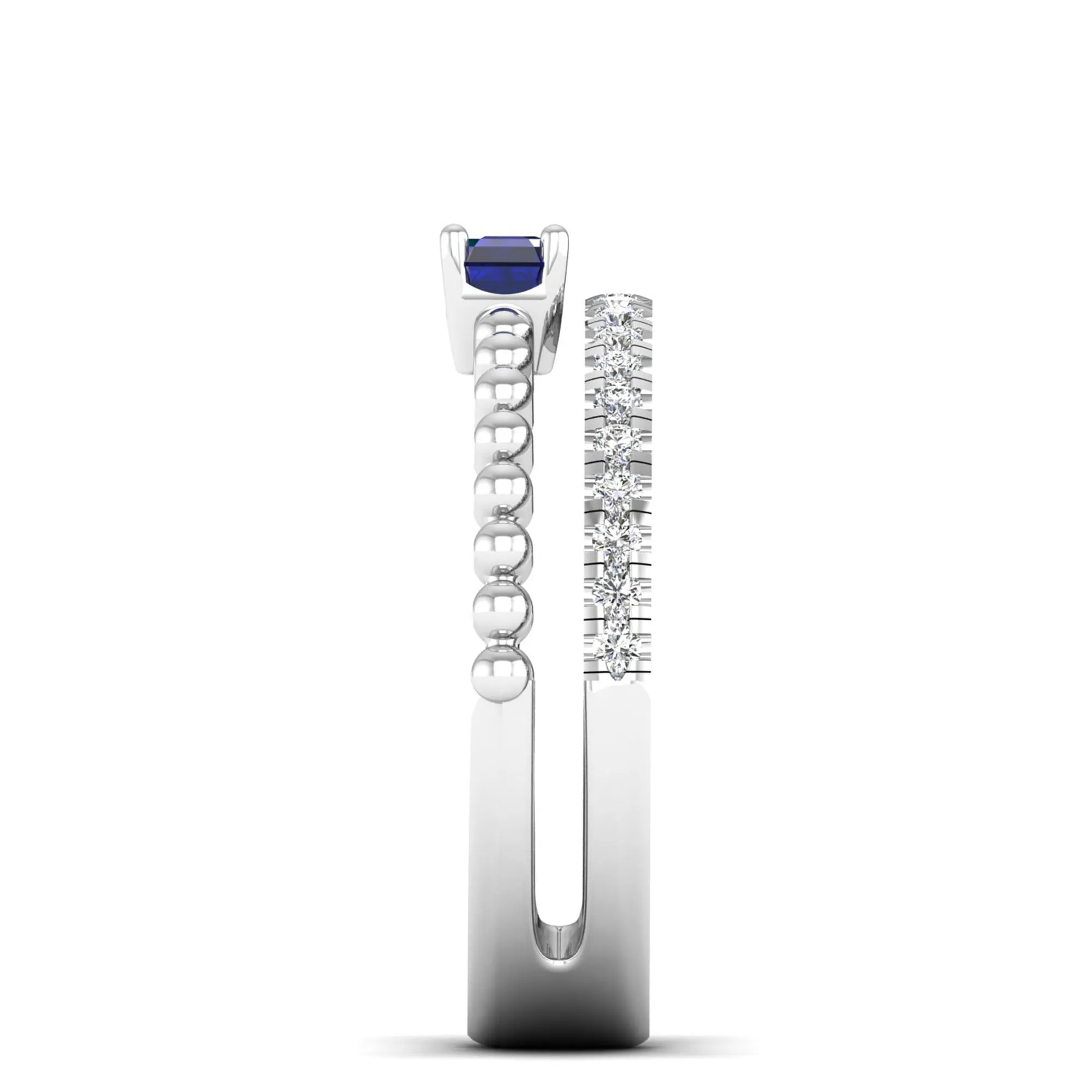 Emerald Cut East-West Sapphire and Diamond Ring