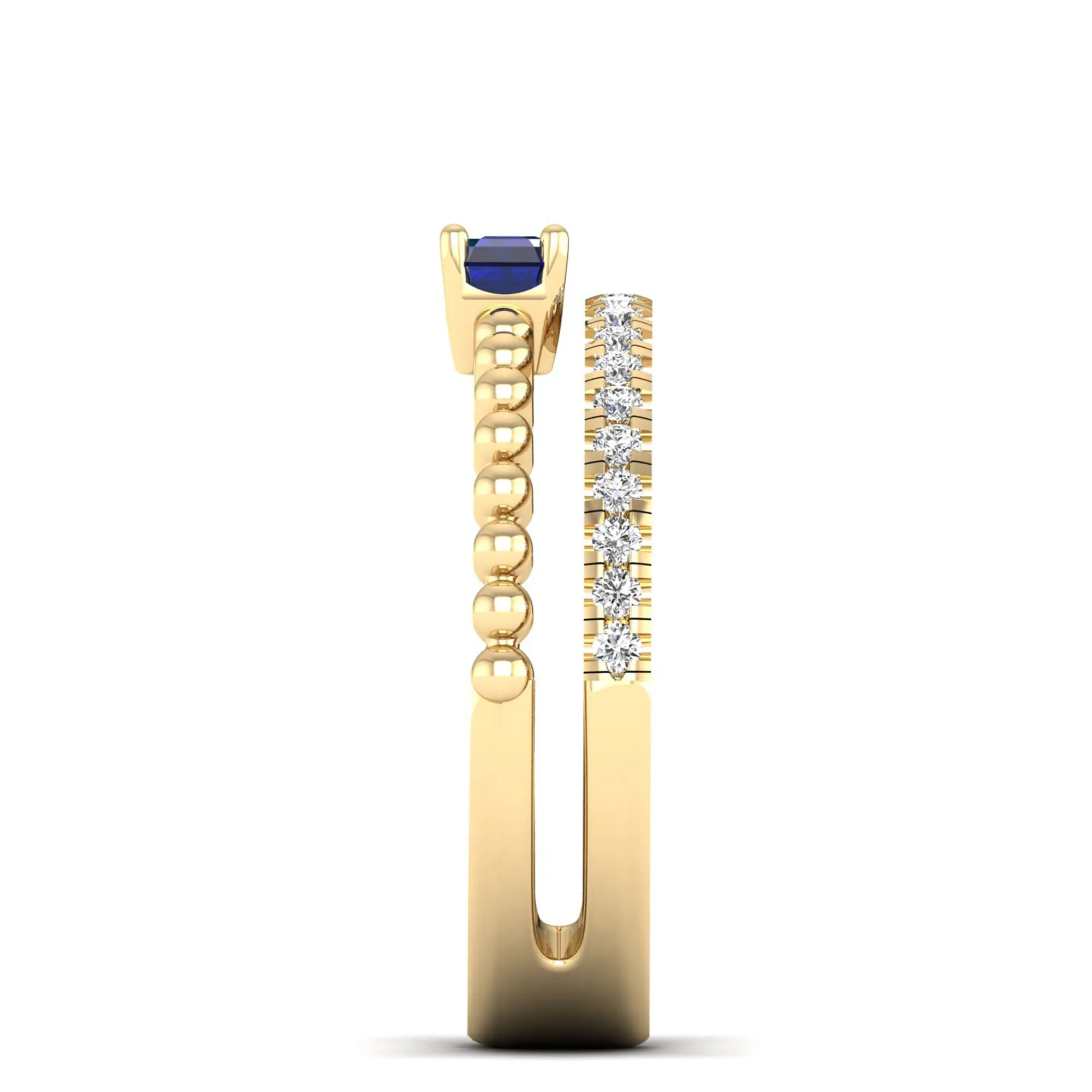 Emerald Cut East-West Sapphire and Diamond Ring