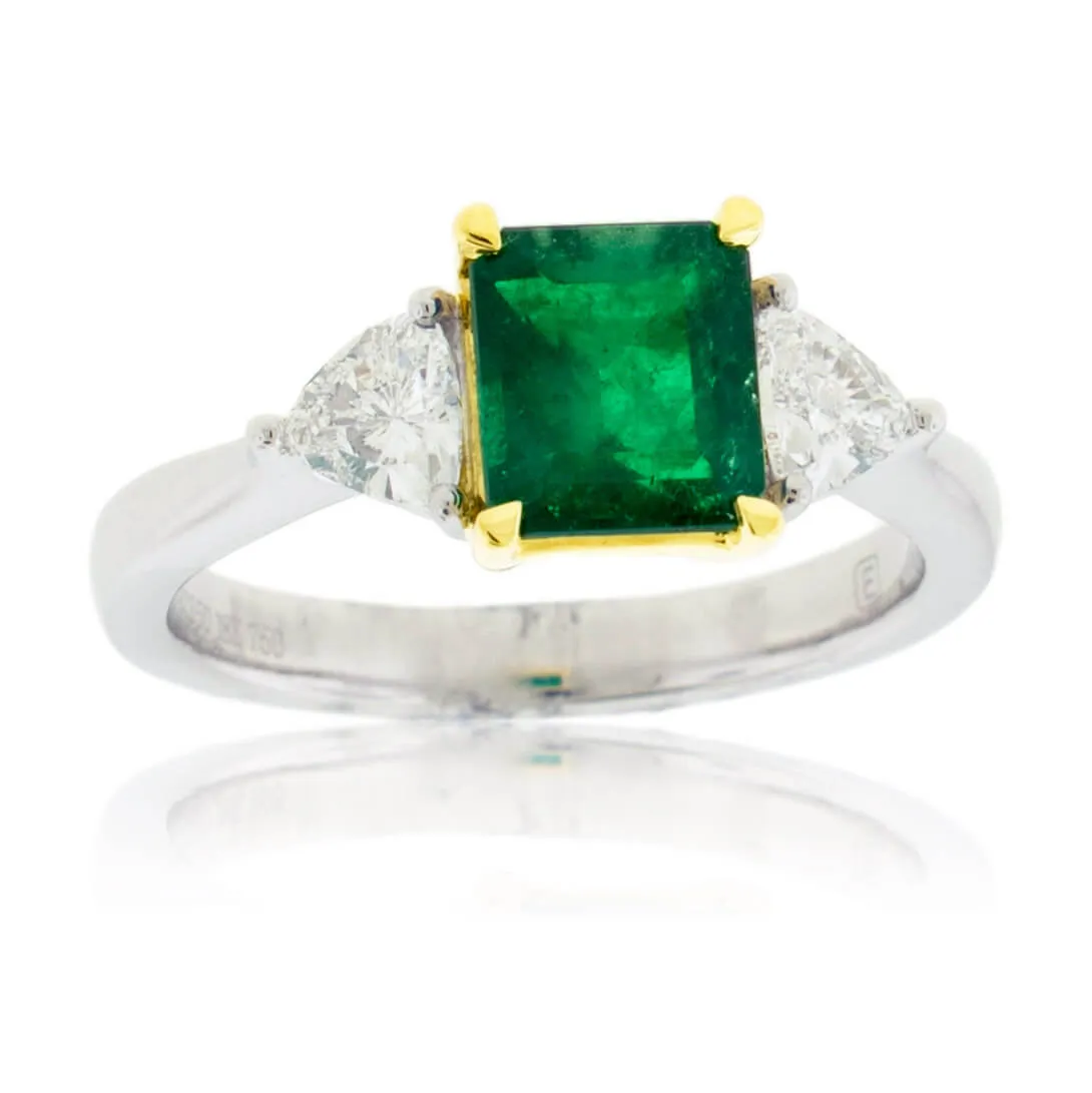 Emerald-Cut Emerald & Diamond Accented Ring