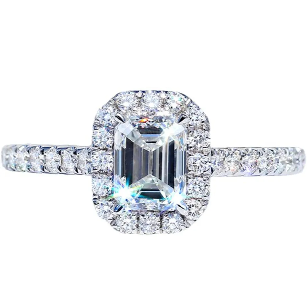 Emerald Cut GIA Diamond Halo Engagement Ring
