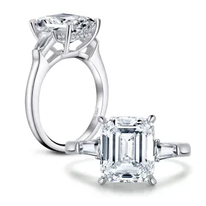 Emerald Cut Moissanite Diamond Three Stone Ring