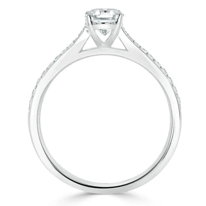 Emerald Cut Moissanite Engagement Ring, Classic Style