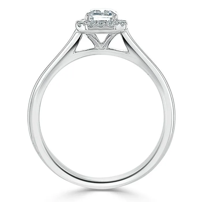 Emerald Cut Moissanite Halo Engagement Ring