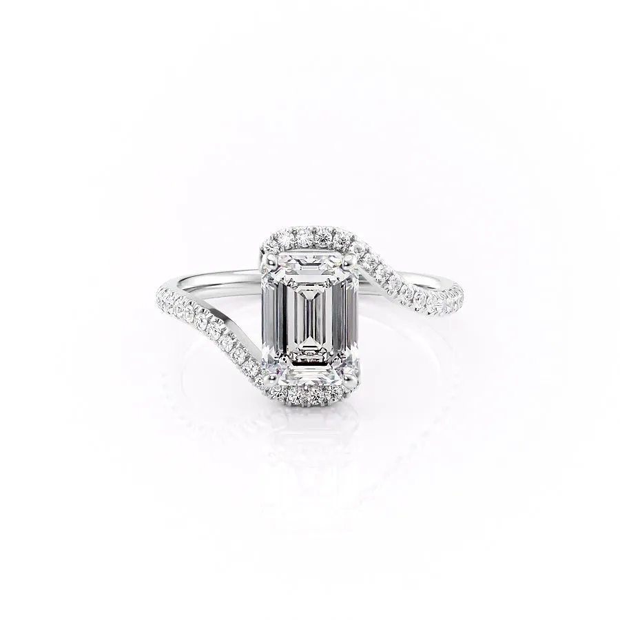 Emerald Cut Moissanite Twist Ring