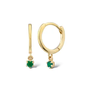 Emerald Drop 14k Gold Continuous Huggies