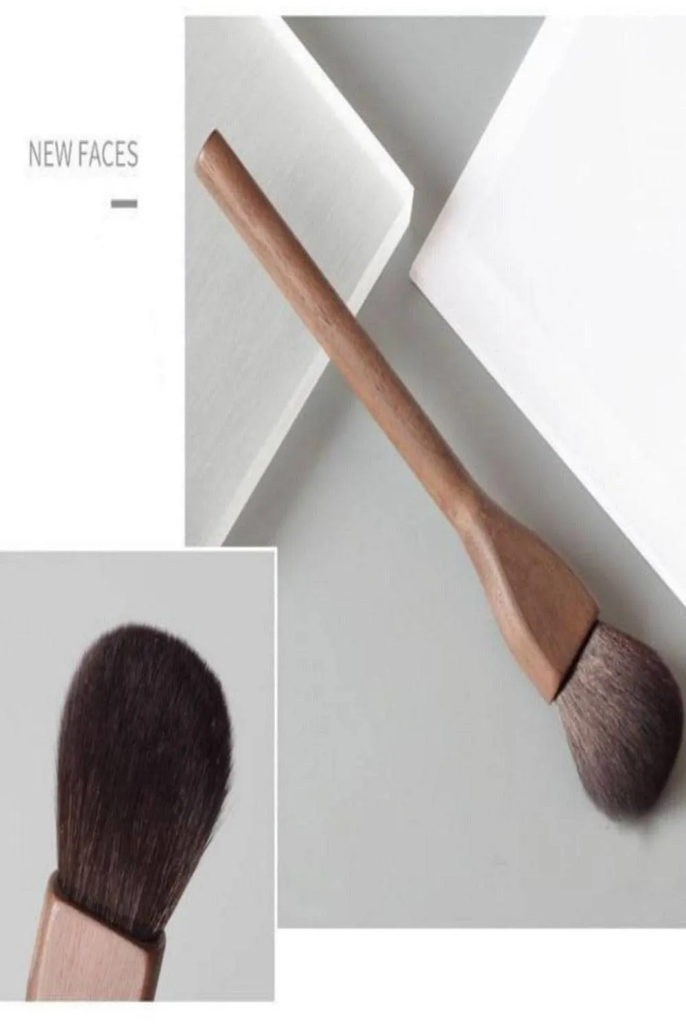 European Vintage Wood Loose Powder Makeup Brush Set