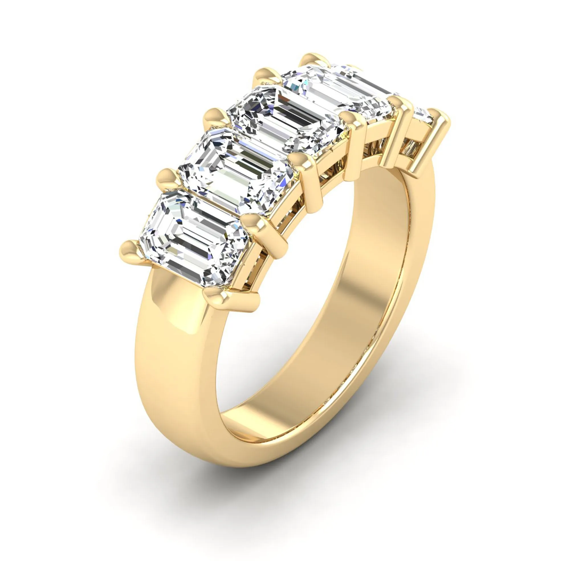 Five Stone Emerald Cut Lab Diamond Ring