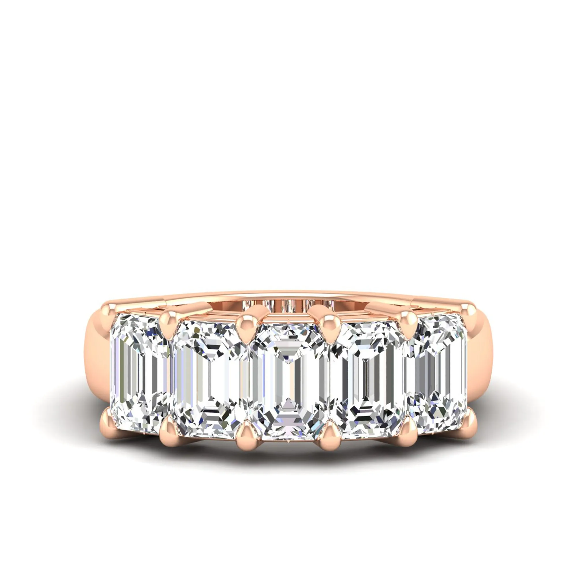 Five Stone Emerald Cut Lab Diamond Ring