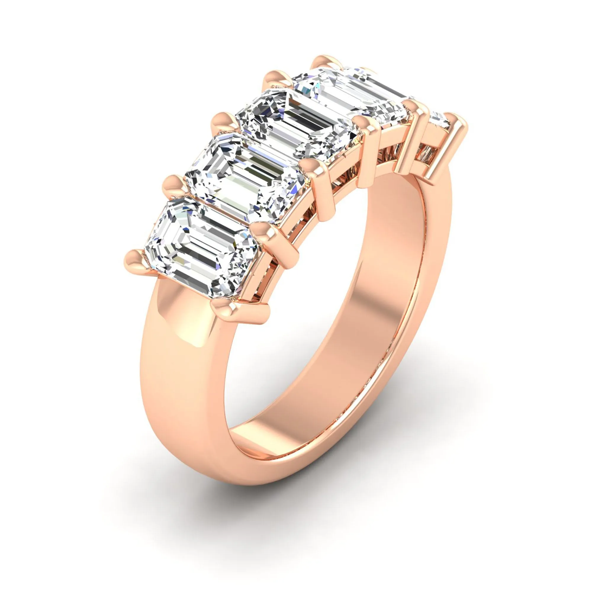 Five Stone Emerald Cut Lab Diamond Ring