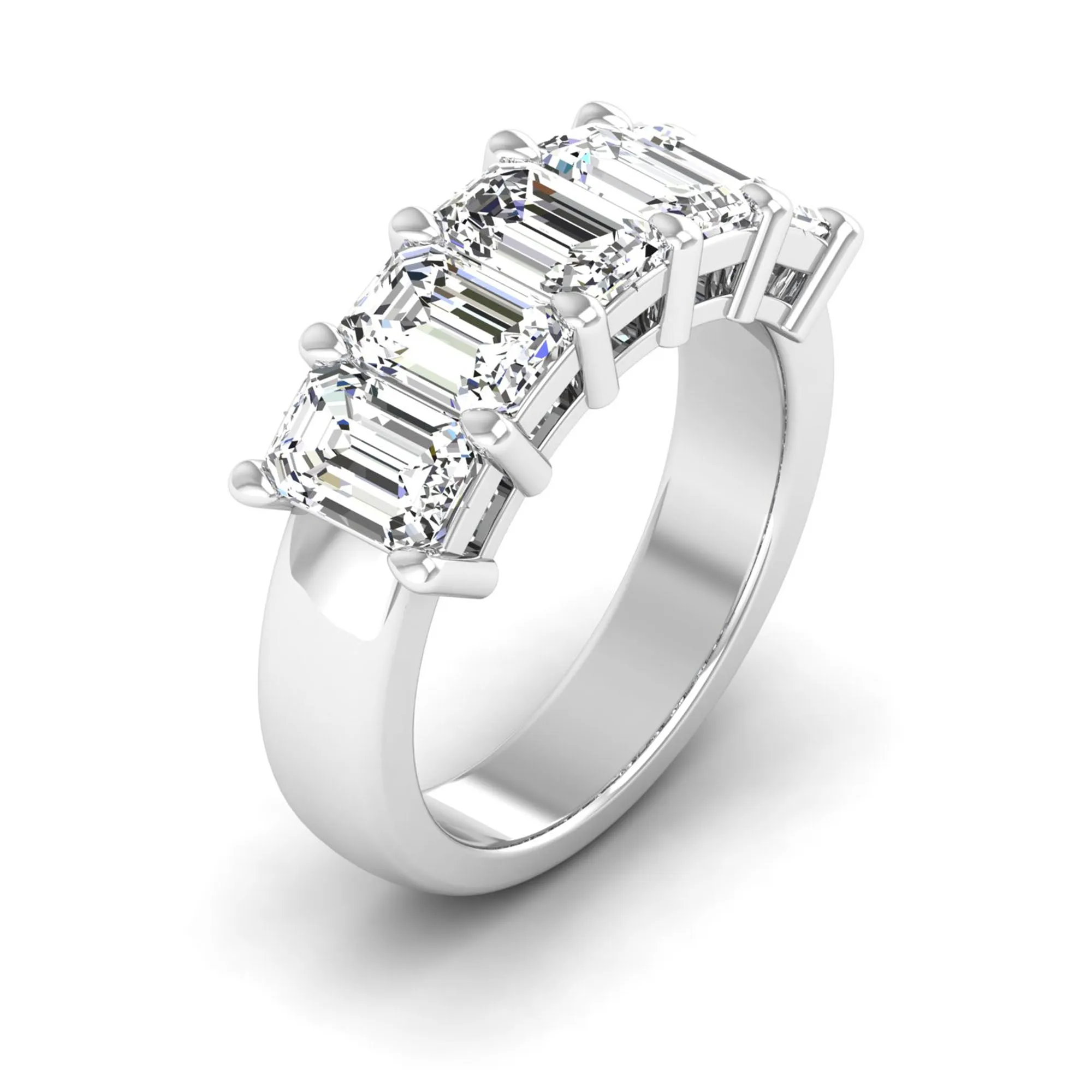Five Stone Emerald Cut Lab Diamond Ring