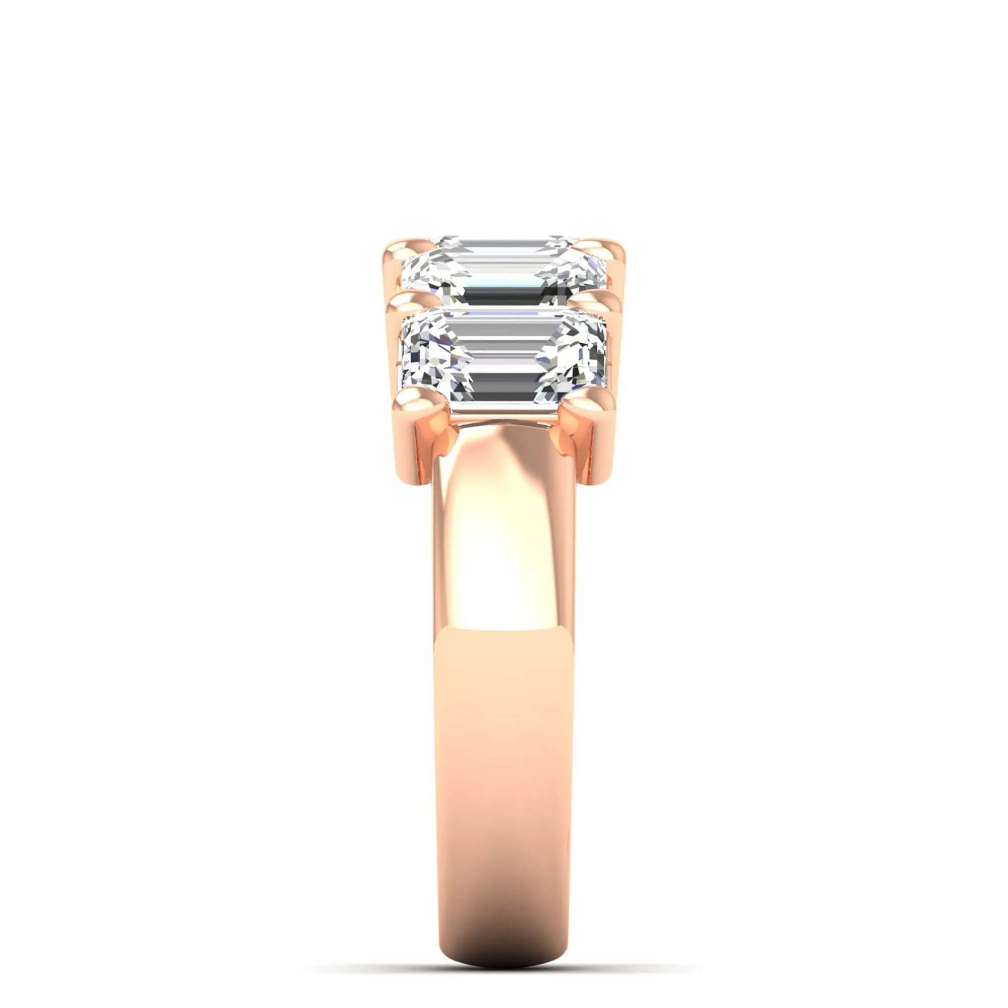 Five Stone Emerald Cut Lab Diamond Ring