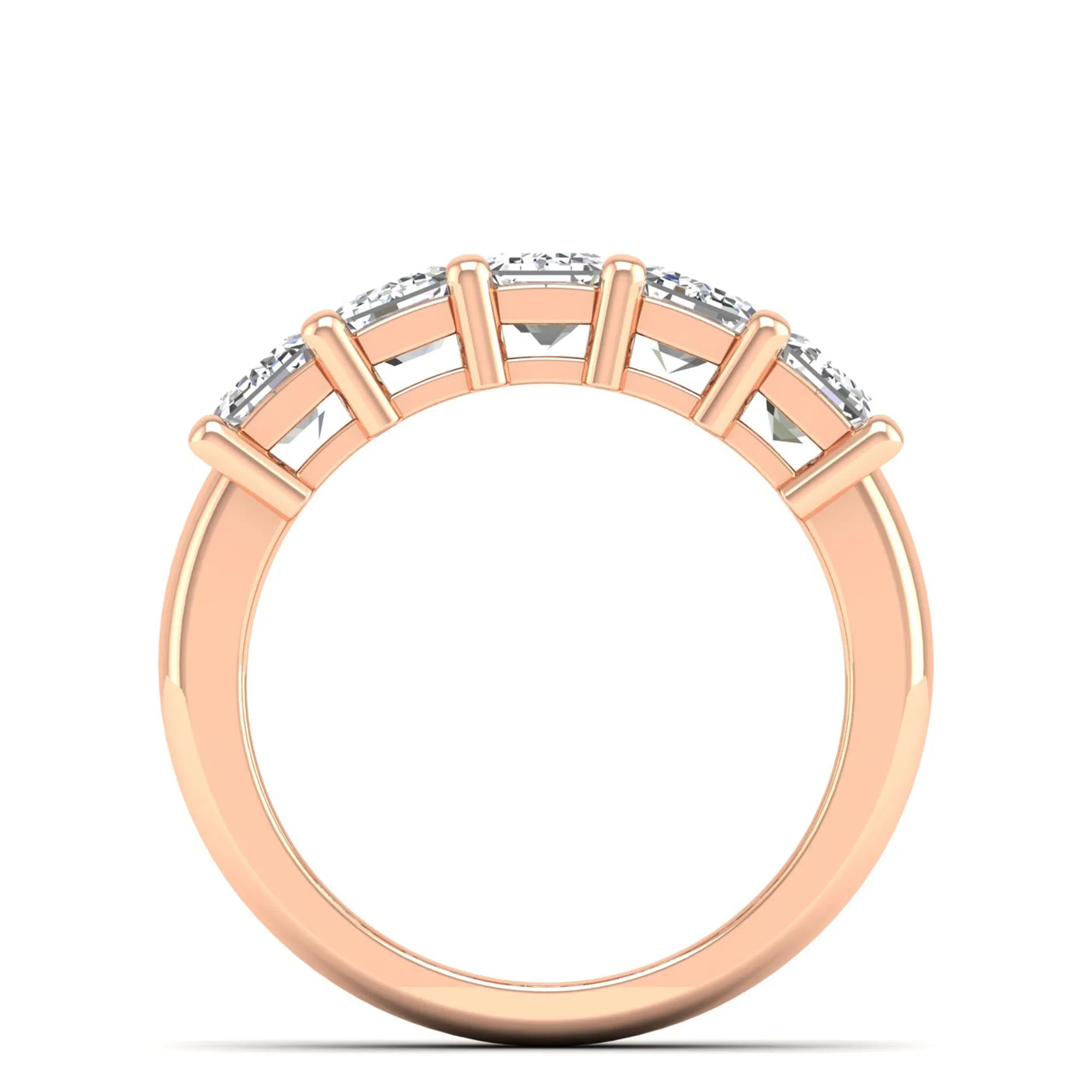 Five Stone Emerald Cut Lab Diamond Ring