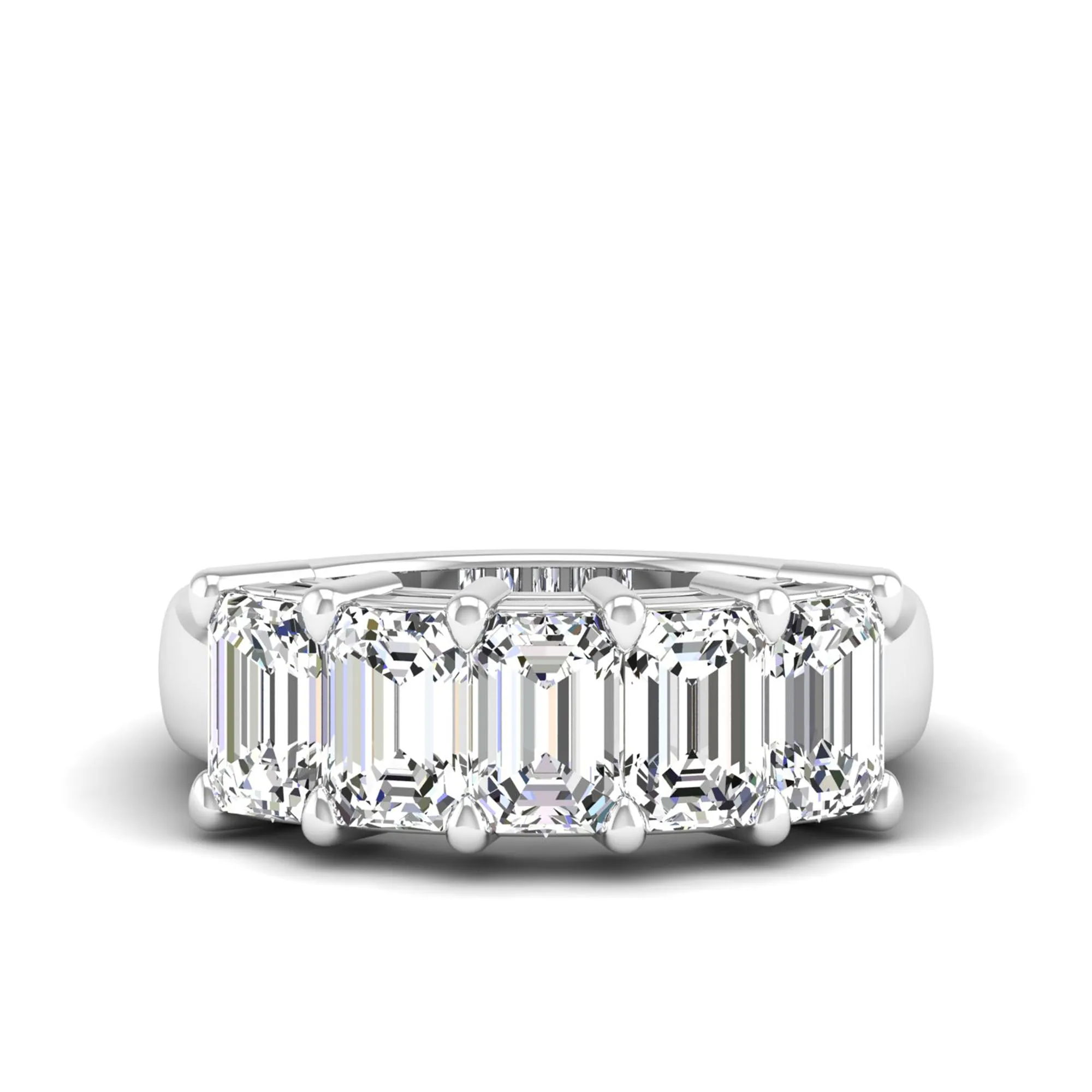 Five Stone Emerald Cut Lab Diamond Ring