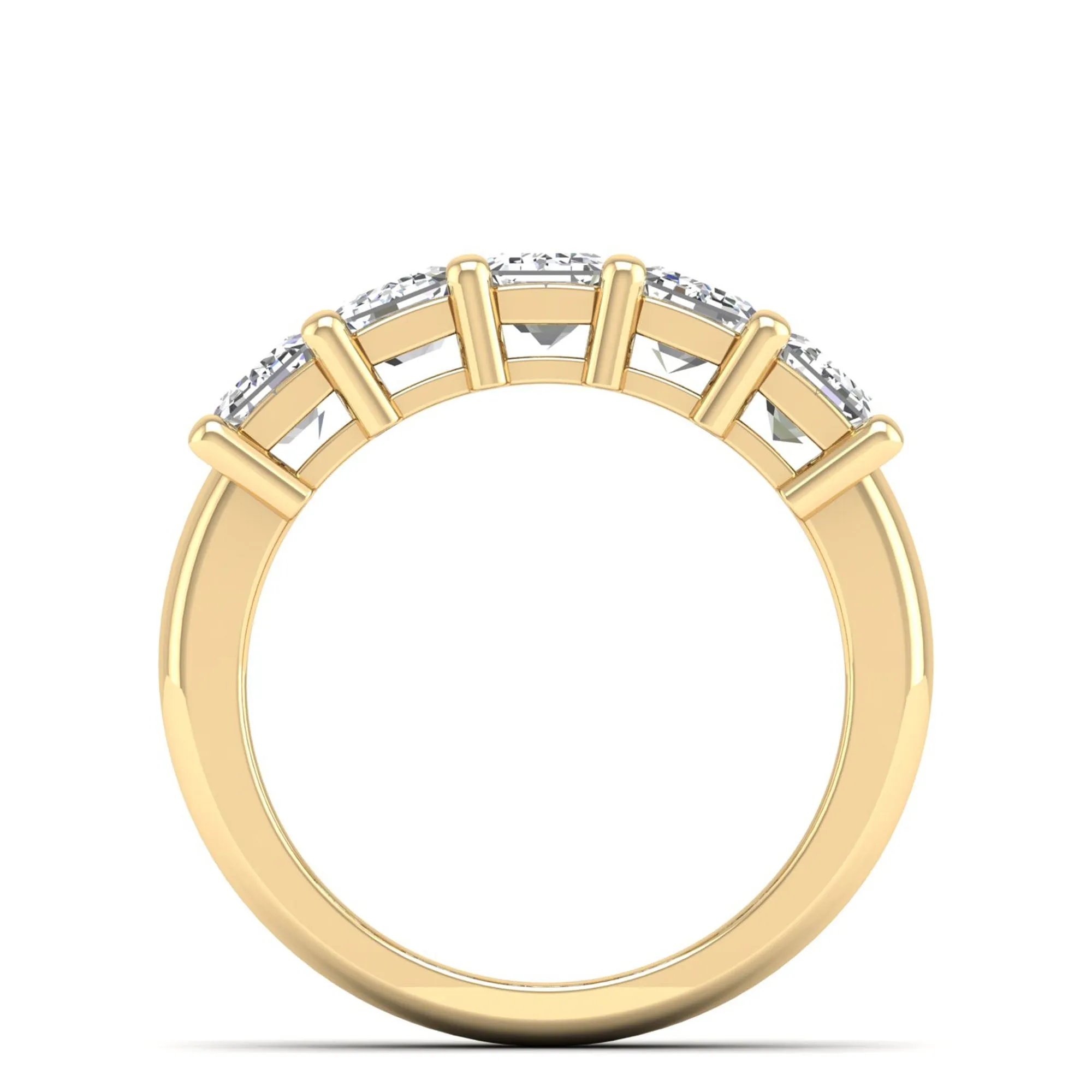 Five Stone Emerald Cut Lab Diamond Ring