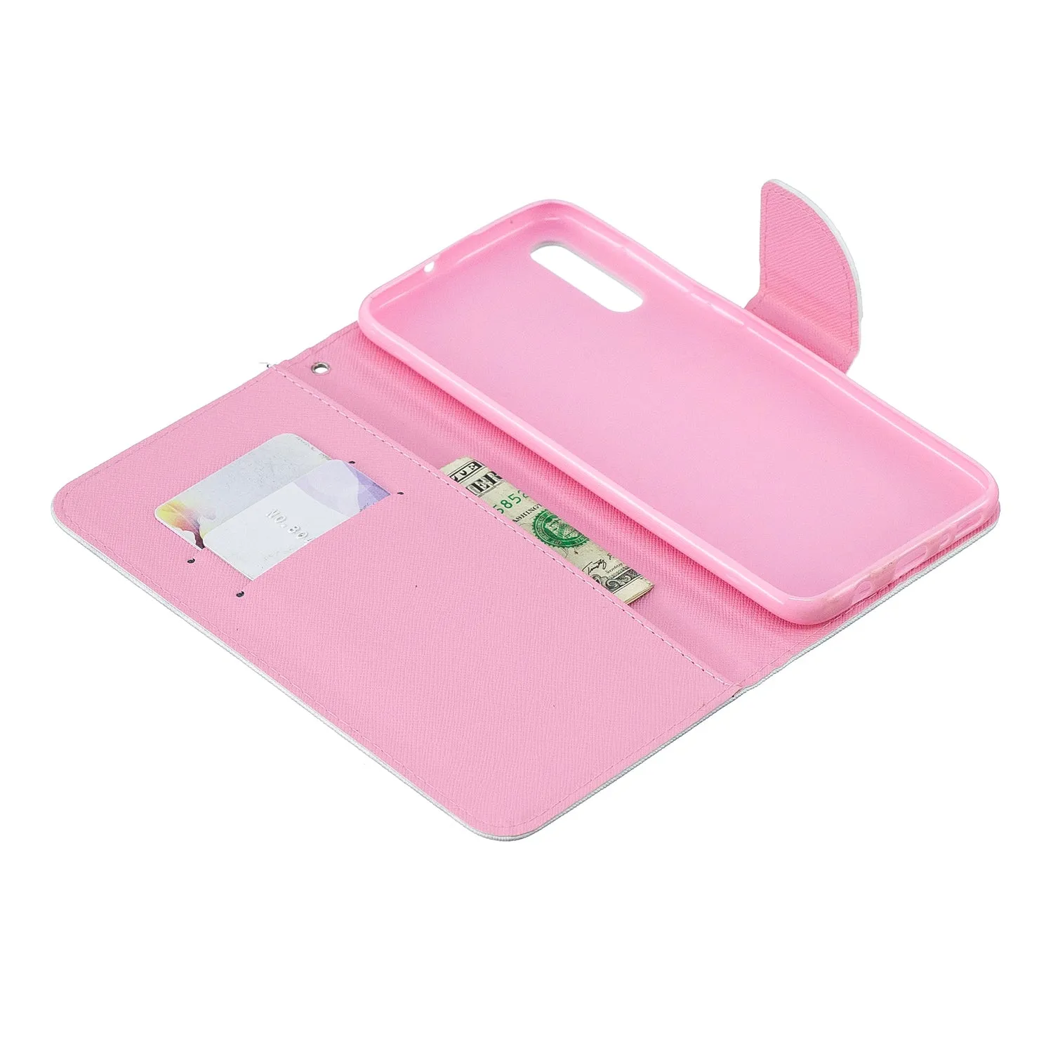 For Samsung A50/A70 Smartphone Case Overall Protective Phone Shell Lovely PU Leather Cellphone Cover with Card Slots  Ice cream unicorn