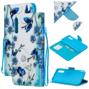 For Samsung A50/A70 Smartphone Case Overall Protective Phone Shell Lovely PU Leather Cellphone Cover with Card Slots  Magic butterfly