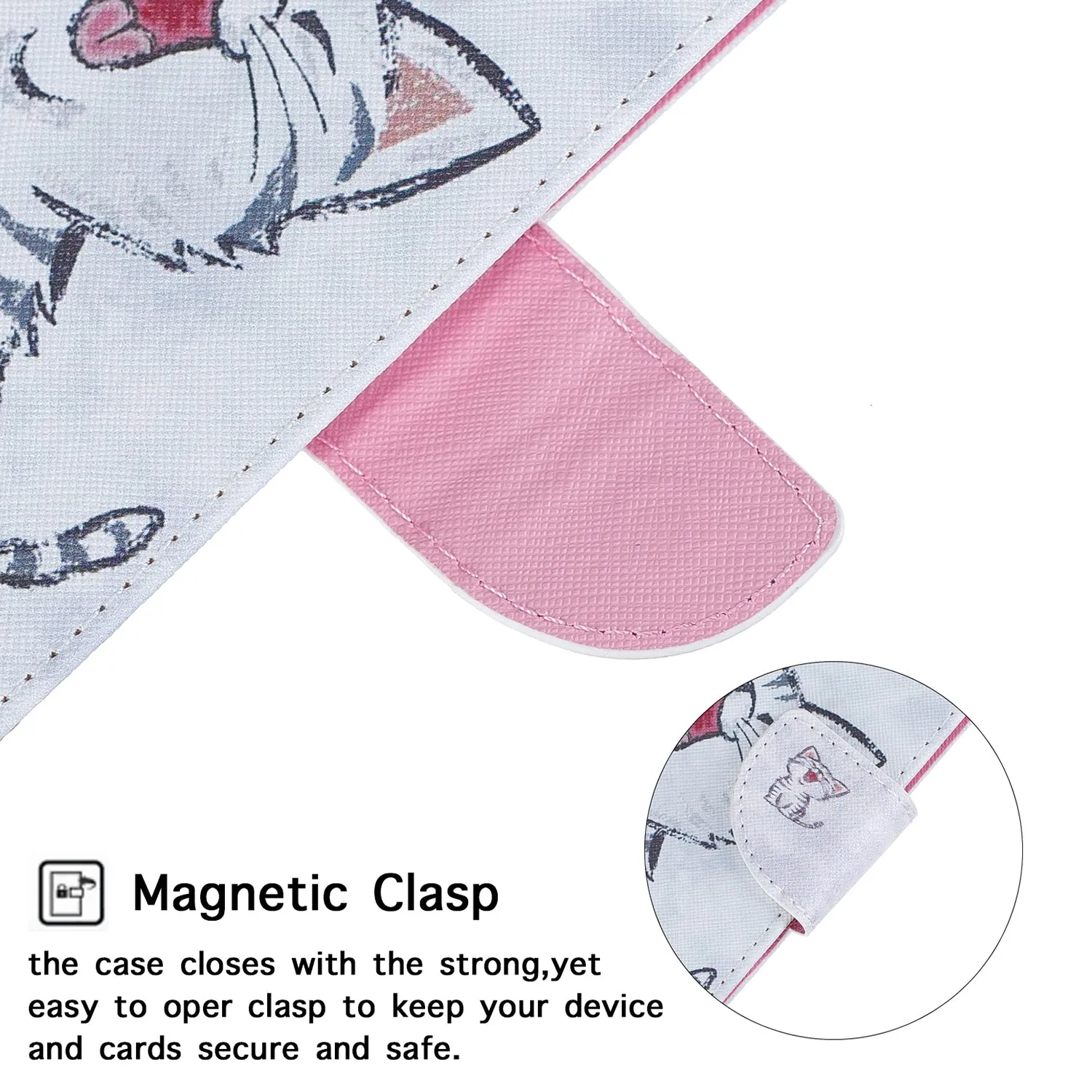 For Samsung A50/A70 Smartphone Case Overall Protective Phone Shell Lovely PU Leather Cellphone Cover with Card Slots  Red lip cat