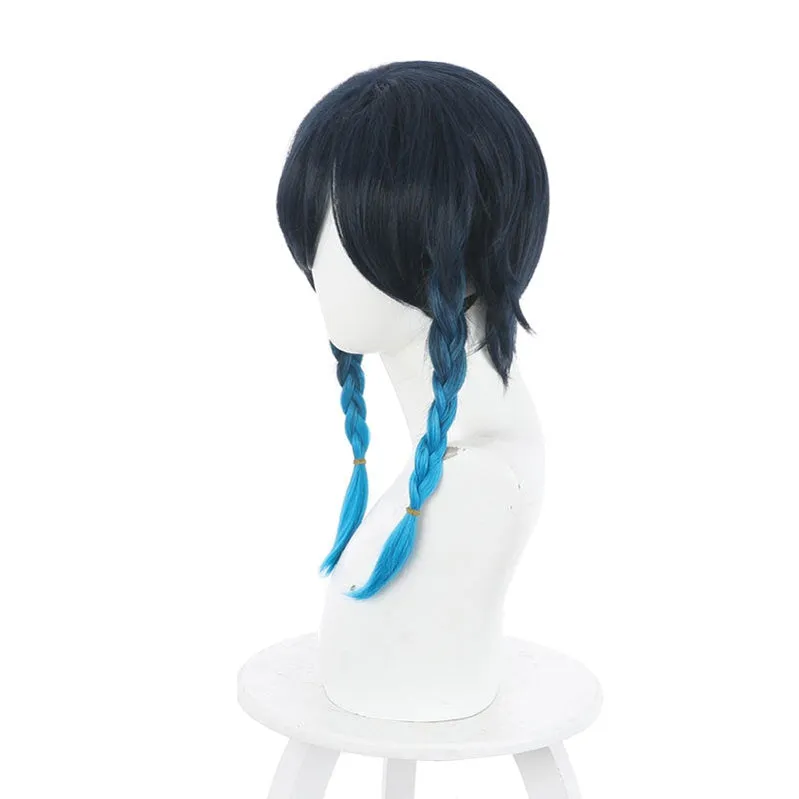 Game Genshin Impact Venti Gradient Blue Braided Cosplay Wig