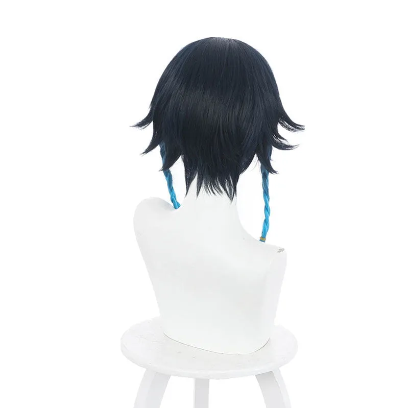 Game Genshin Impact Venti Gradient Blue Braided Cosplay Wig