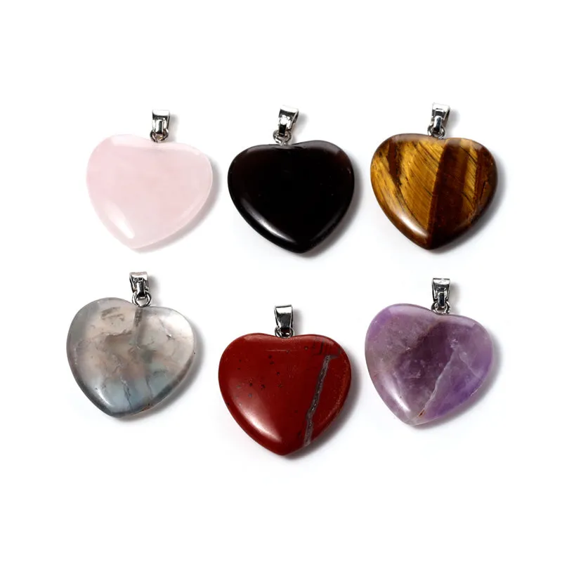Gemstone Pendant - 6 Interchangeable Heart Shaped Pendants