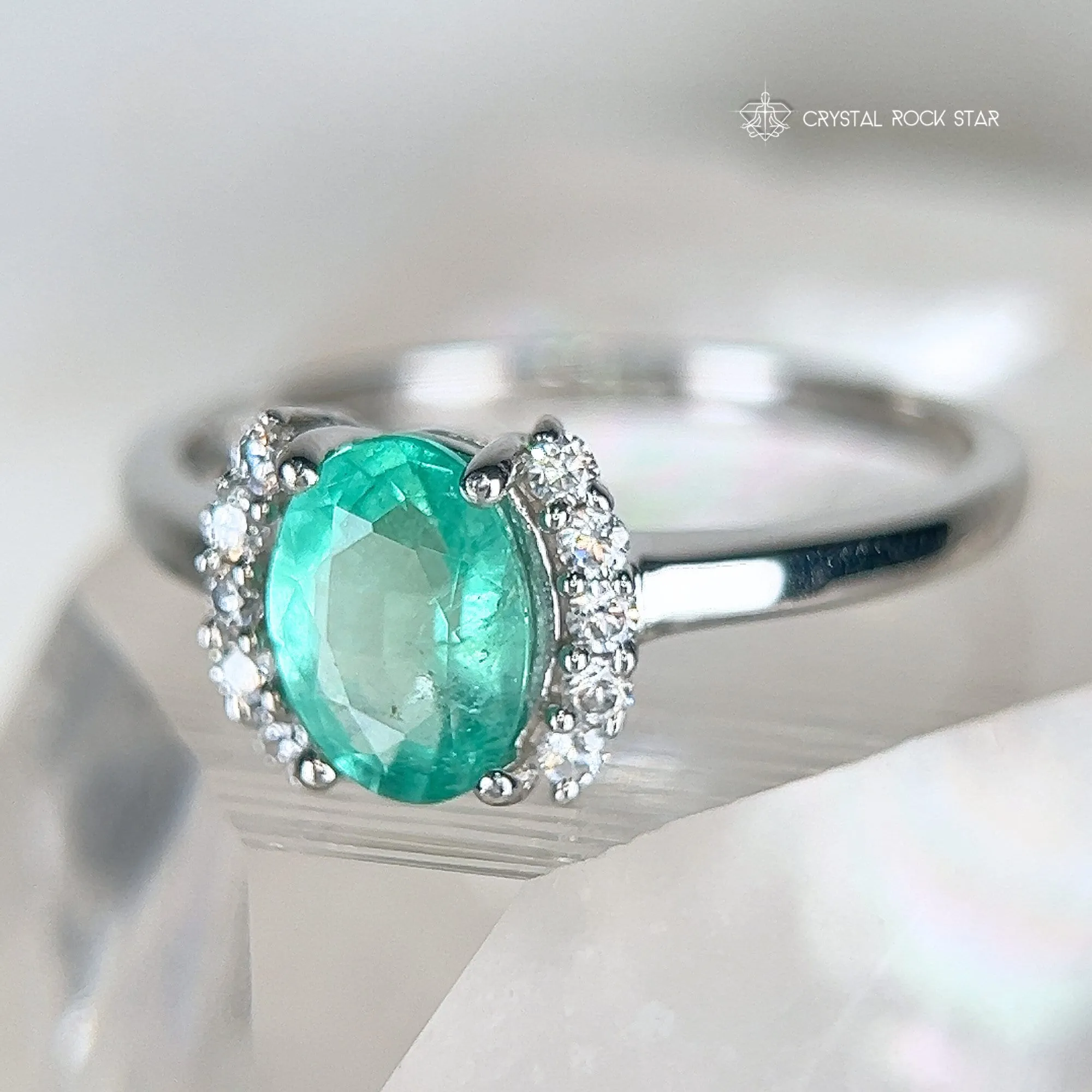 Genuine Emerald Sterling Silver Ring 1.1 ct Oval