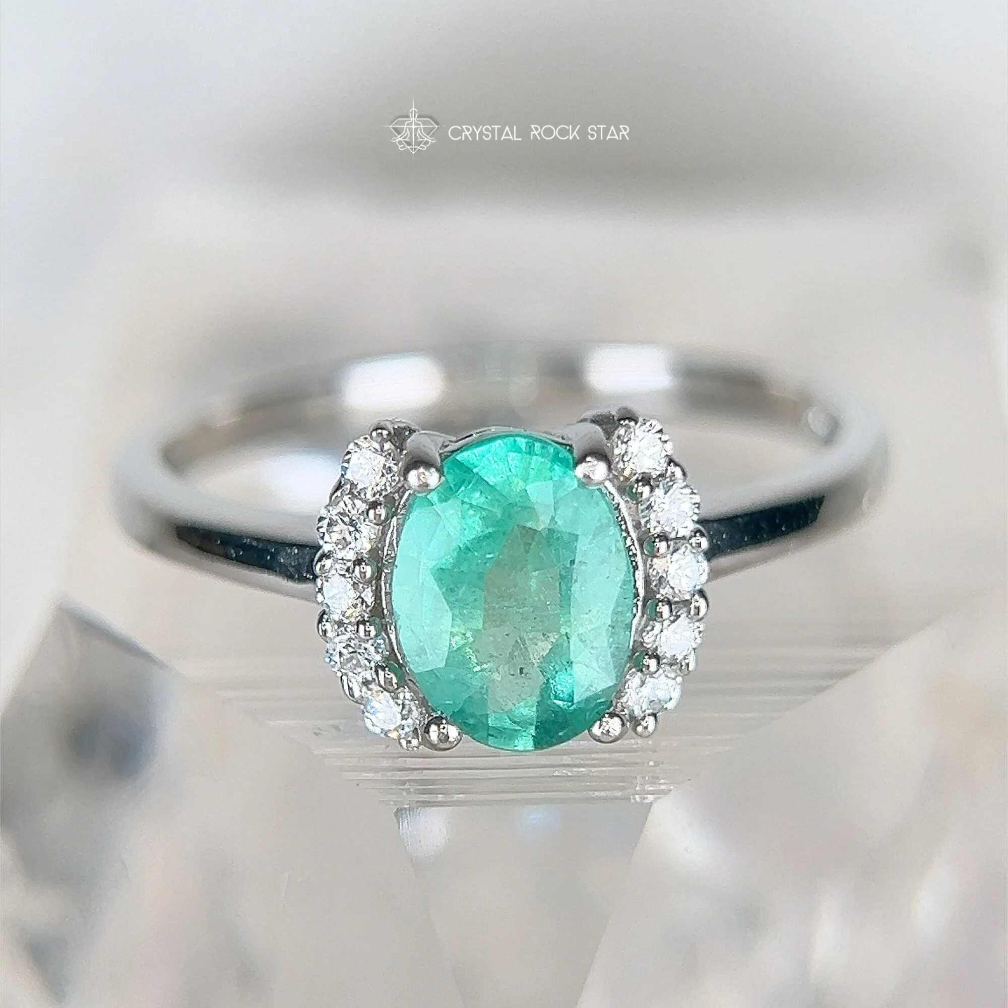 Genuine Emerald Sterling Silver Ring 1.1 ct Oval