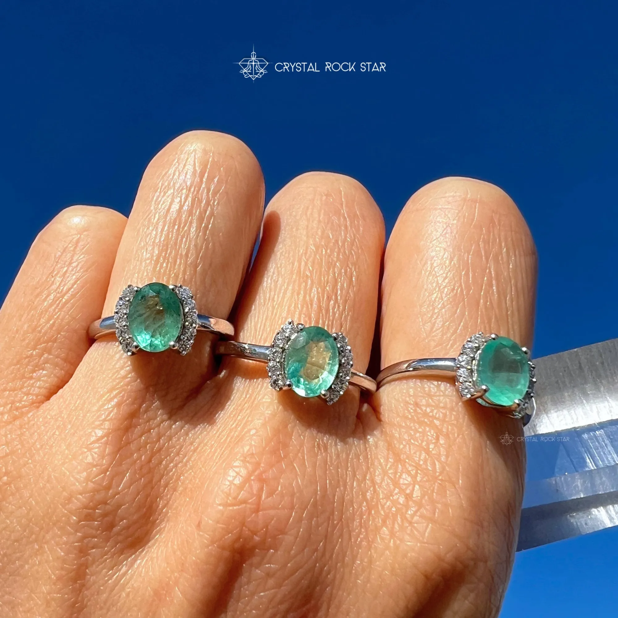 Genuine Emerald Sterling Silver Ring 1.1 ct Oval