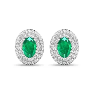 Genuine Zambian Emerald and Diamond Studs
