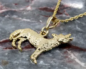 Gold Coyote Necklace with 14kt Gold Vermeil 2D Howling Coyote