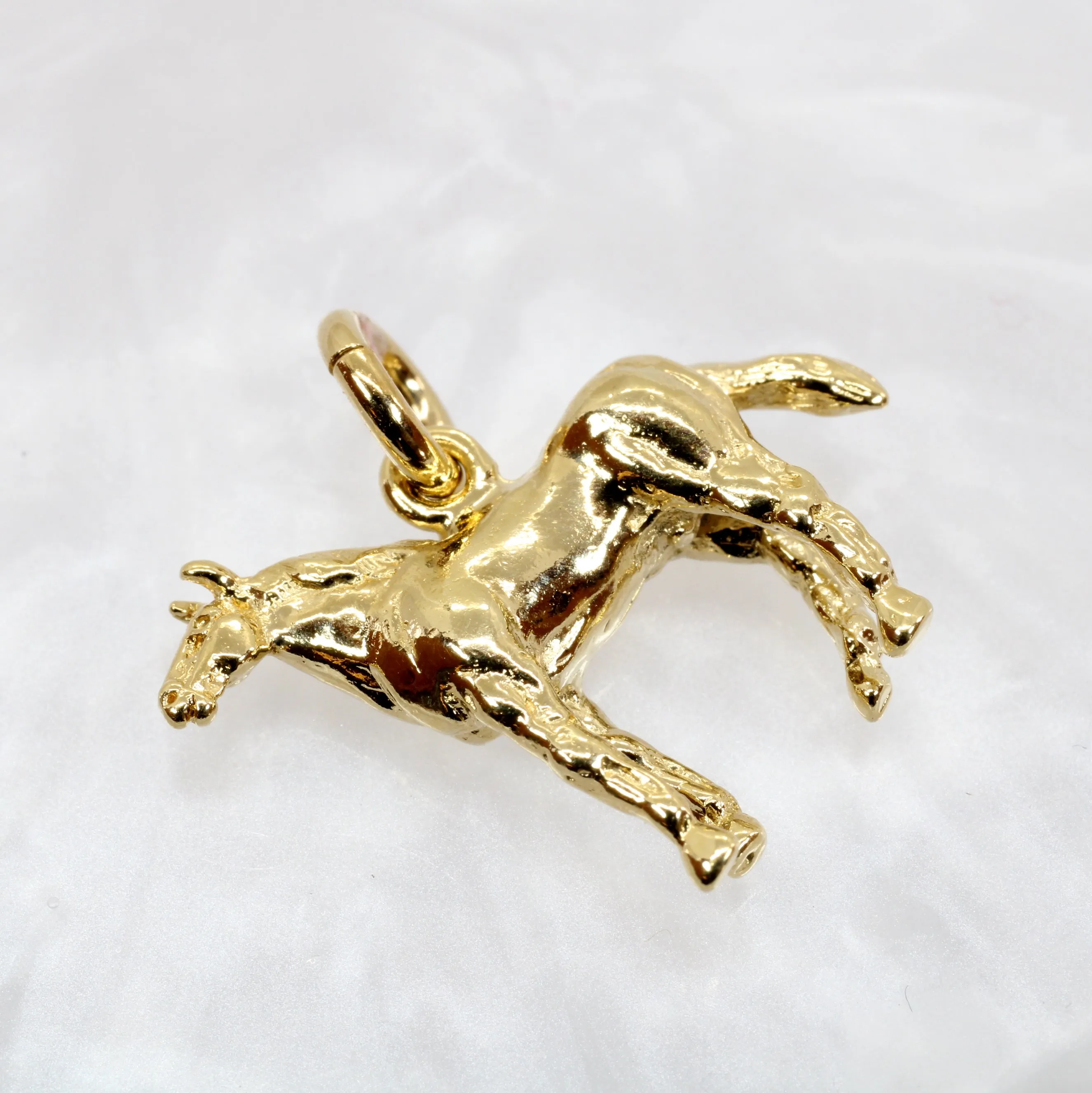 Gold Horse Charm with 3-D Quarter Horse in 14kt Gold Vermeil