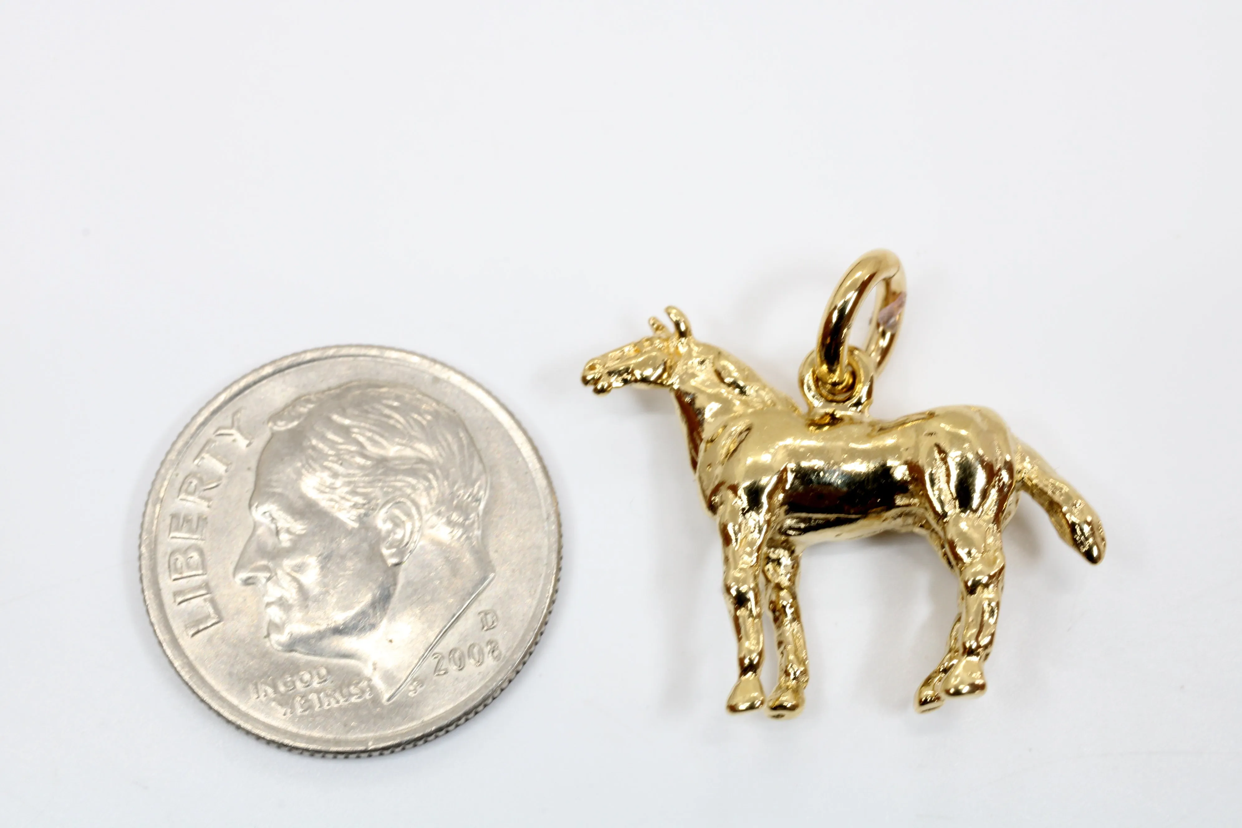 Gold Horse Charm with 3-D Quarter Horse in 14kt Gold Vermeil