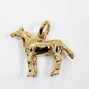 Gold Horse Charm with 3-D Quarter Horse in 14kt Gold Vermeil