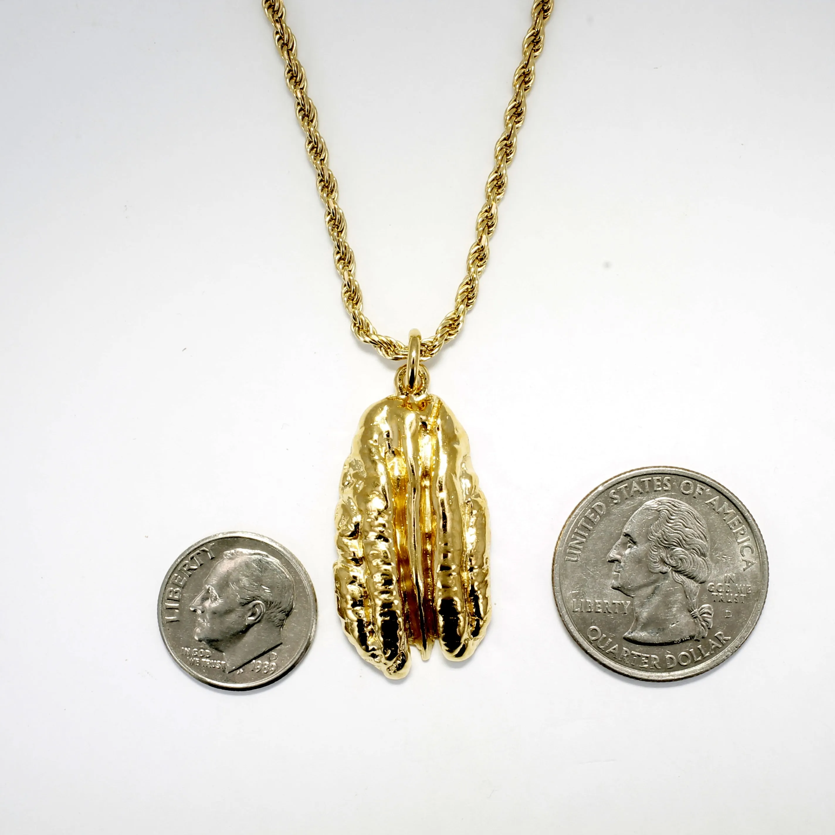 Gold Pecan Necklace in Giant Size made in 14kt Gold Vermeil