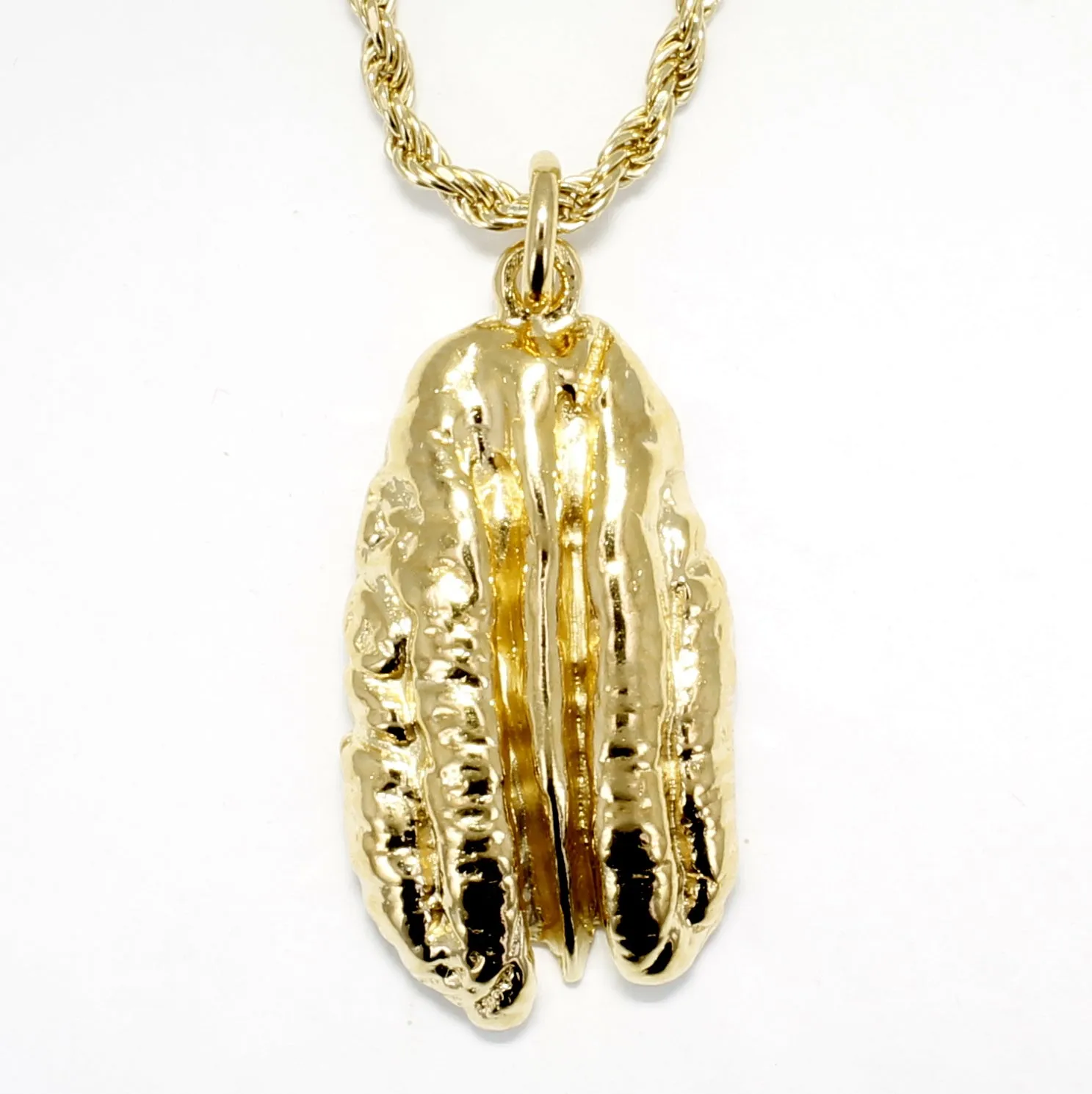 Gold Pecan Necklace in Giant Size made in 14kt Gold Vermeil