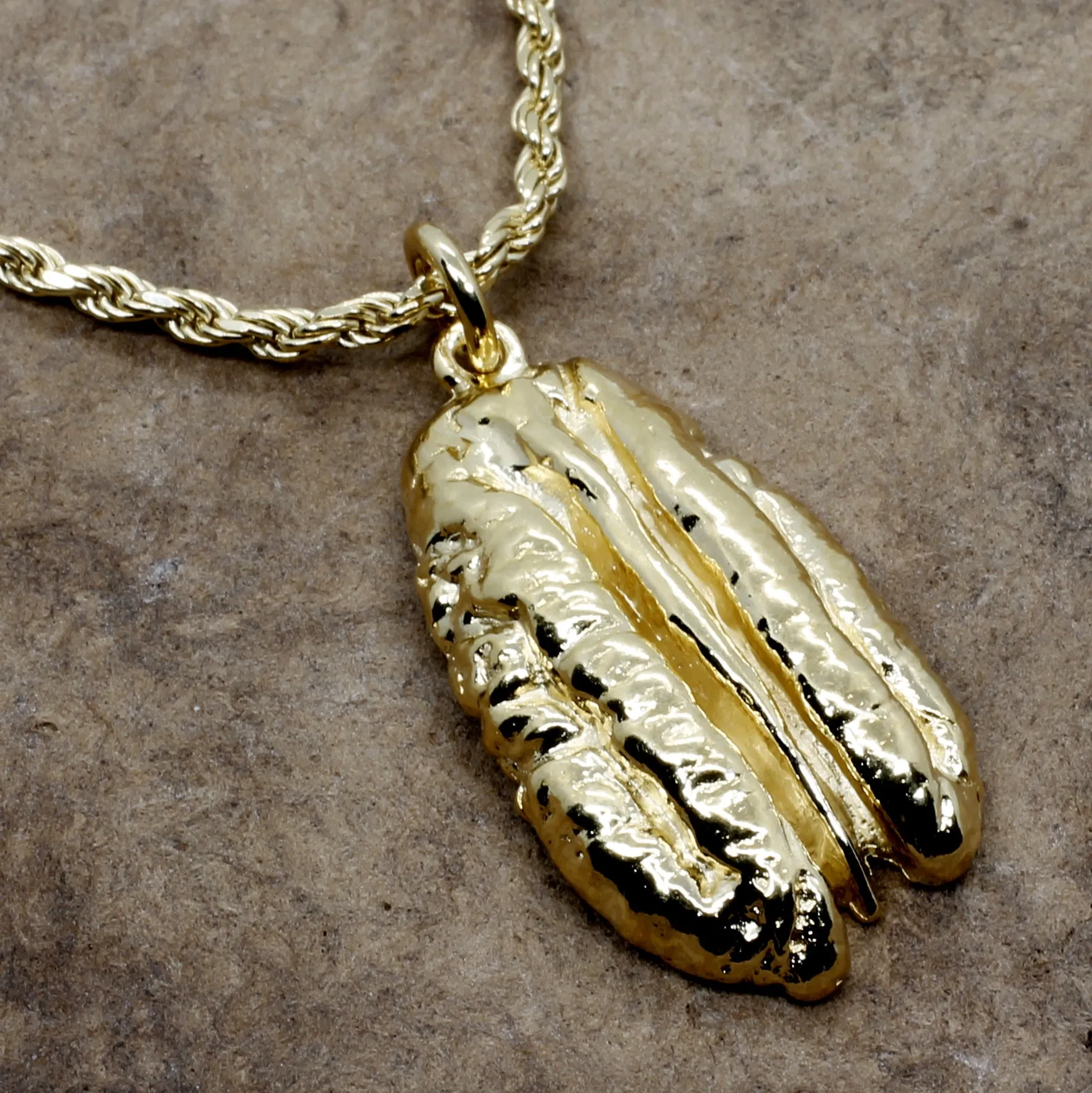Gold Pecan Necklace in Giant Size made in 14kt Gold Vermeil