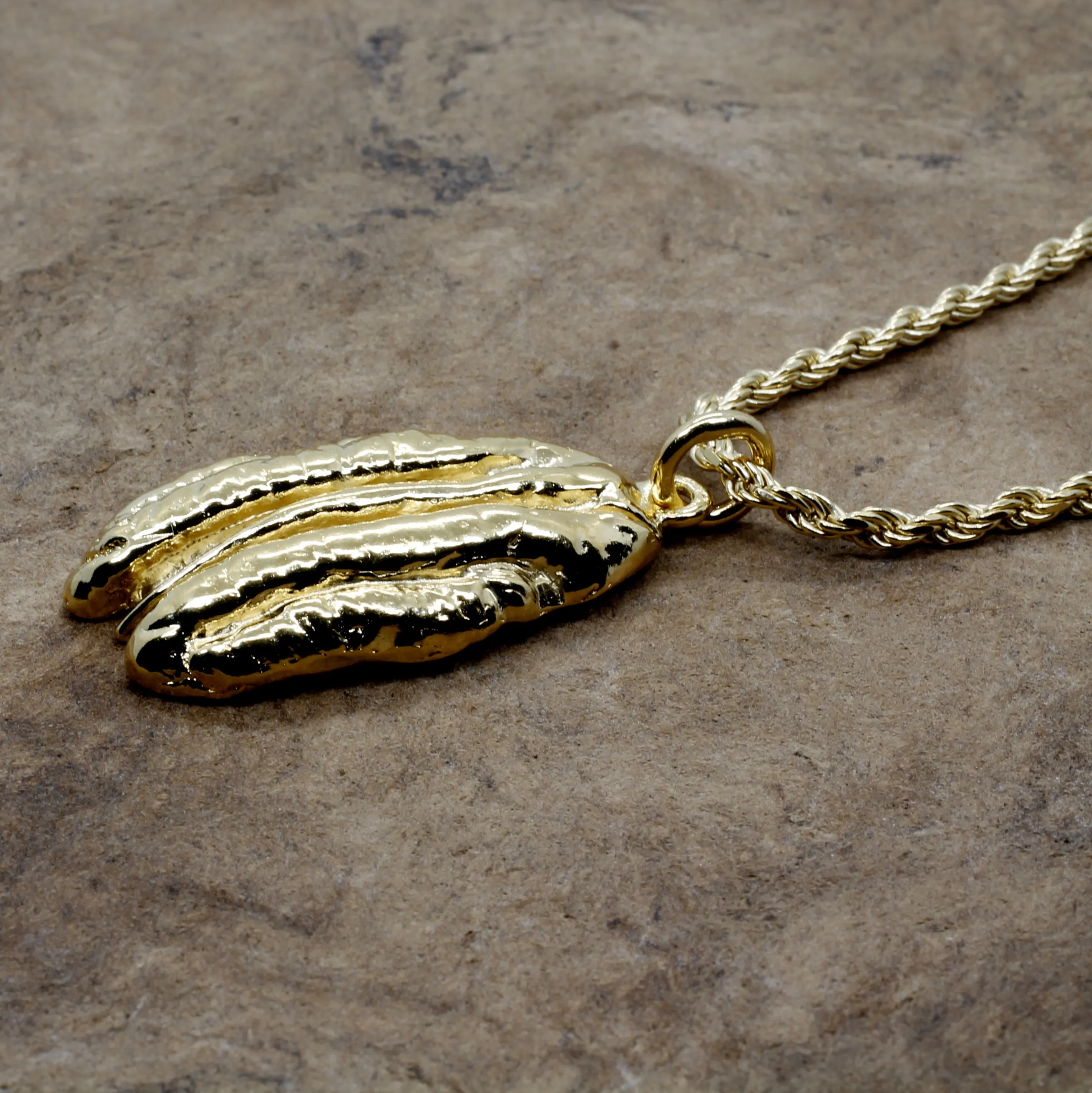Gold Pecan Necklace in Giant Size made in 14kt Gold Vermeil