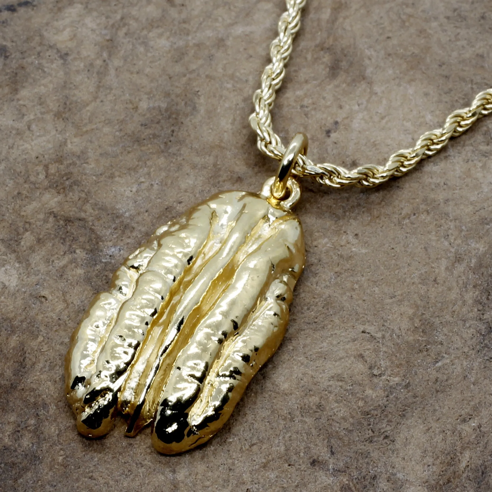 Gold Pecan Necklace in Giant Size made in 14kt Gold Vermeil