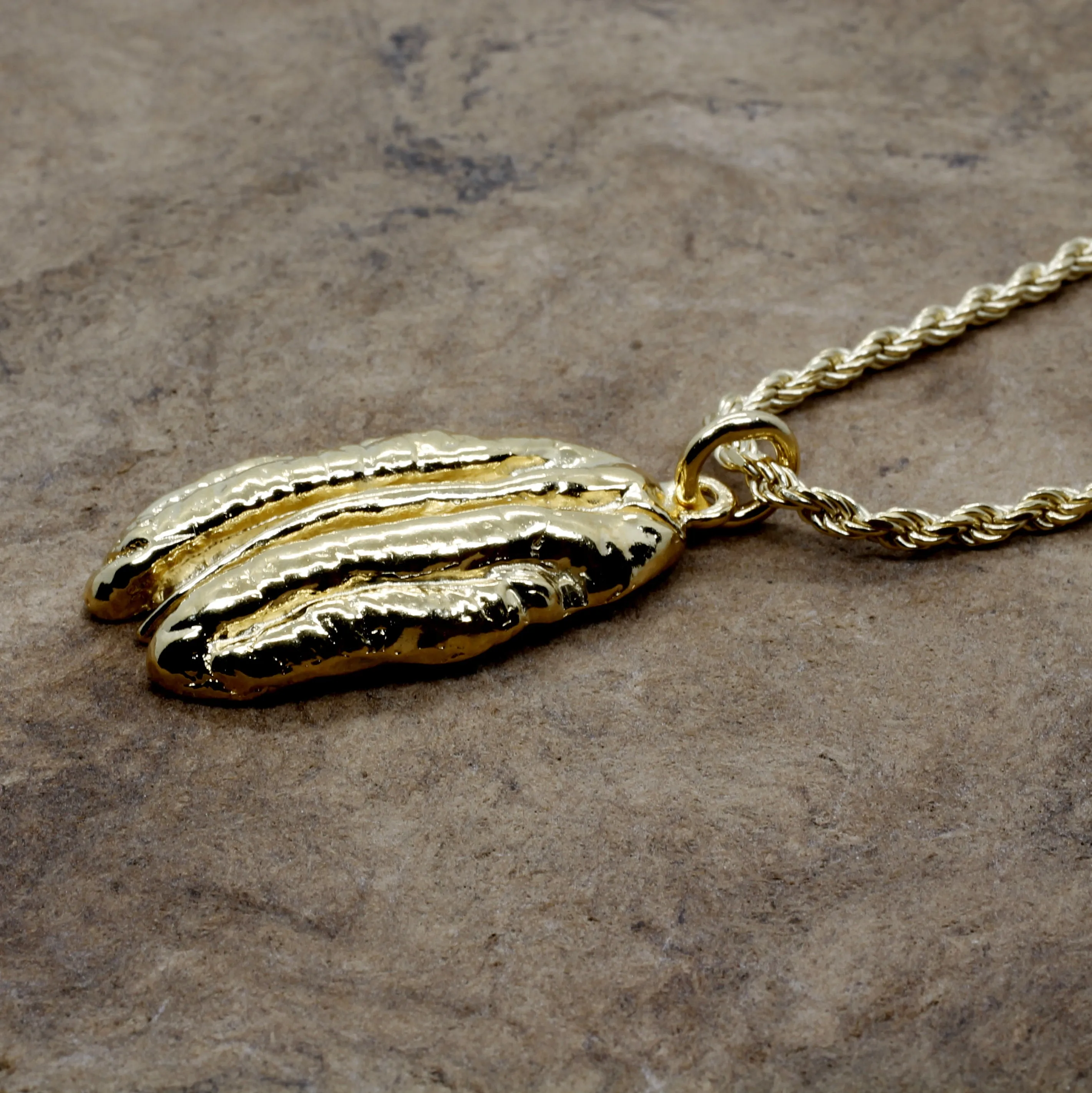 Gold Pecan Necklace in Giant Size made in 14kt Gold Vermeil