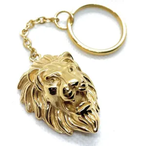 Gold-Tone Lion Keychain (#kc025)