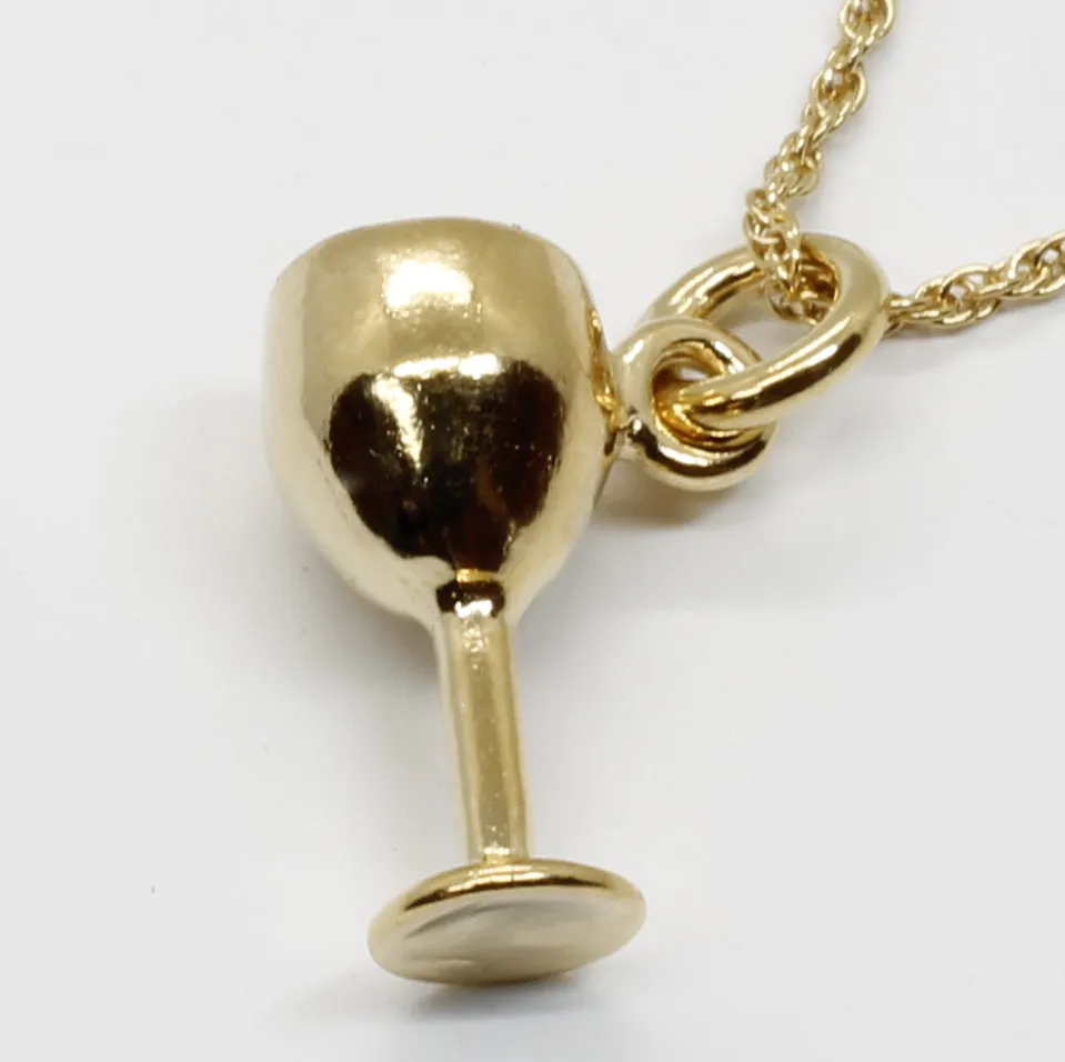 Gold Wine Glass Necklace Wine Lover Gift for Her