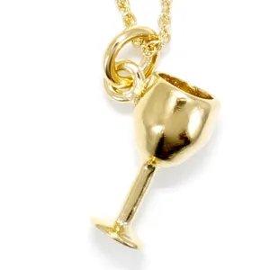 Gold Wine Glass Necklace Wine Lover Gift for Her