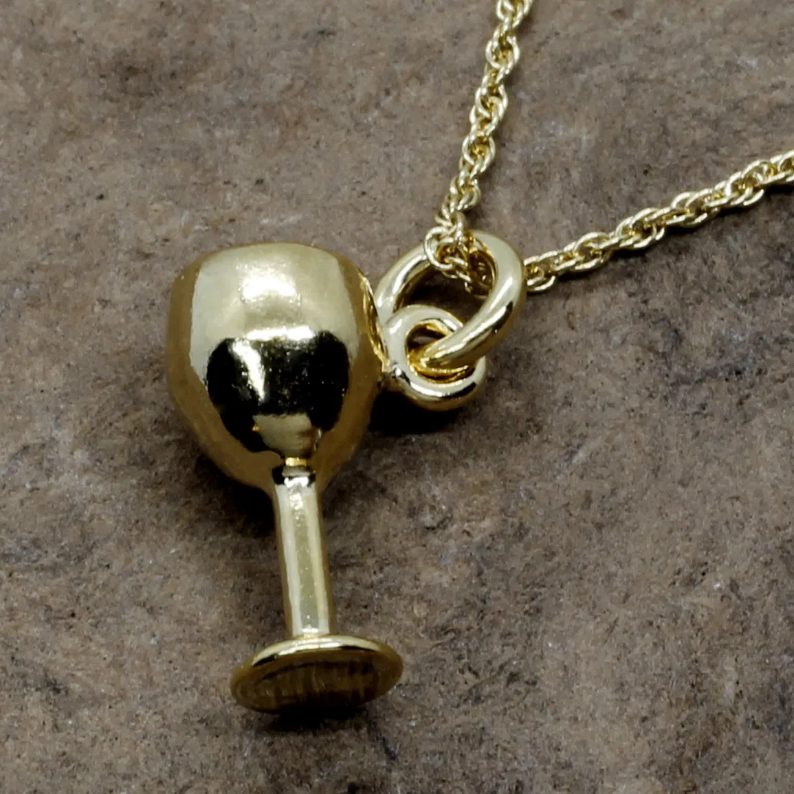 Gold Wine Glass Necklace Wine Lover Gift for Her