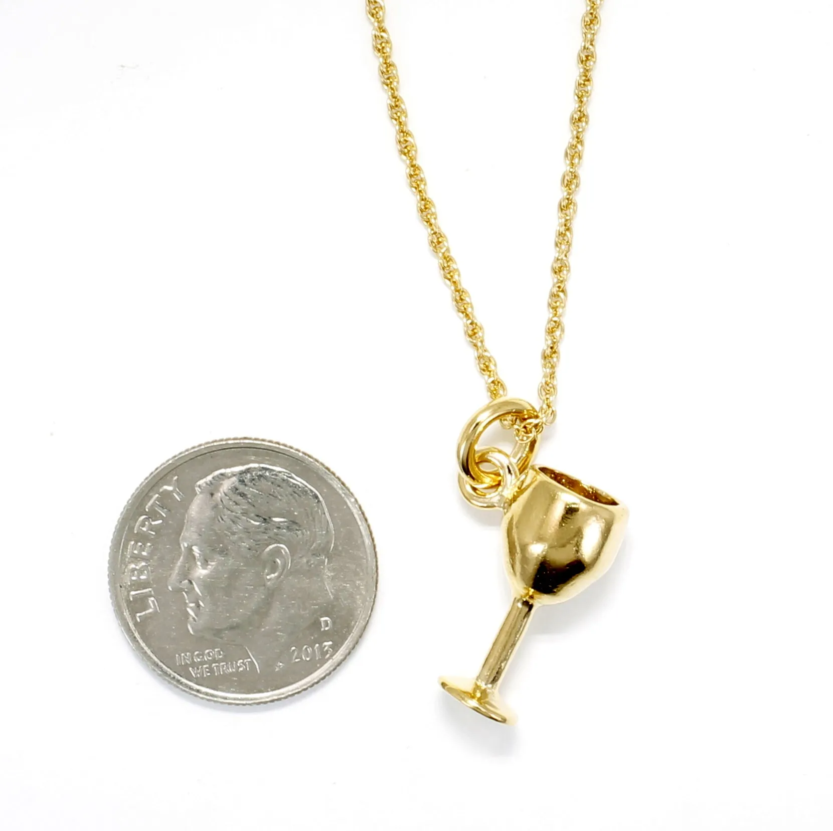 Gold Wine Glass Necklace Wine Lover Gift for Her