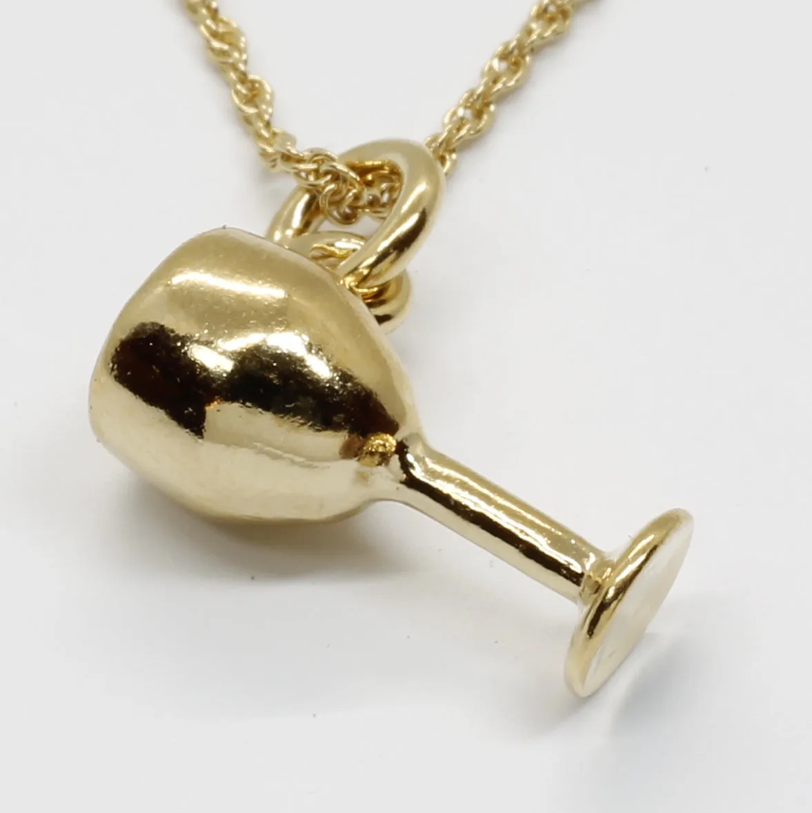 Gold Wine Glass Necklace Wine Lover Gift for Her