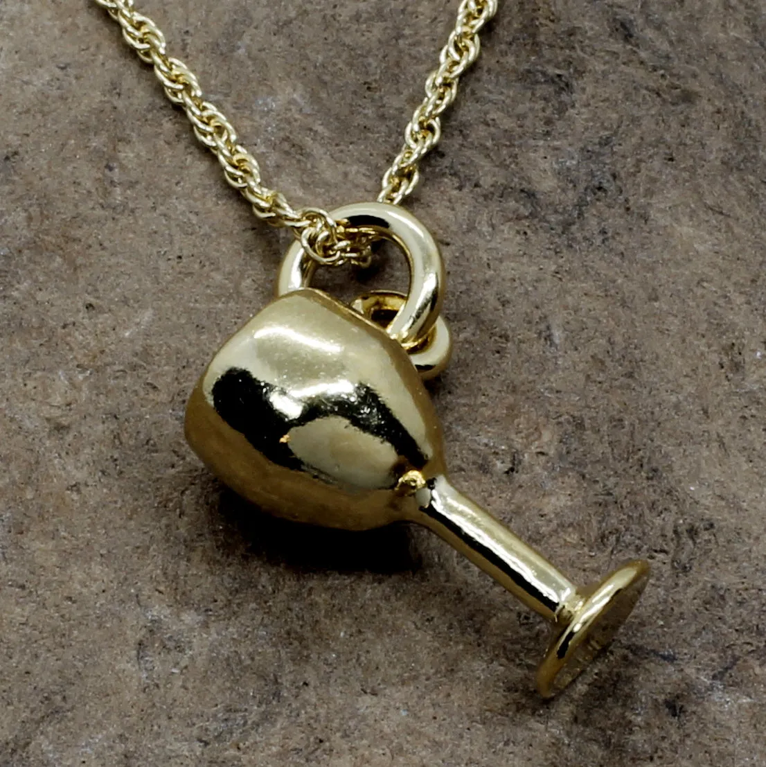 Gold Wine Glass Necklace Wine Lover Gift for Her