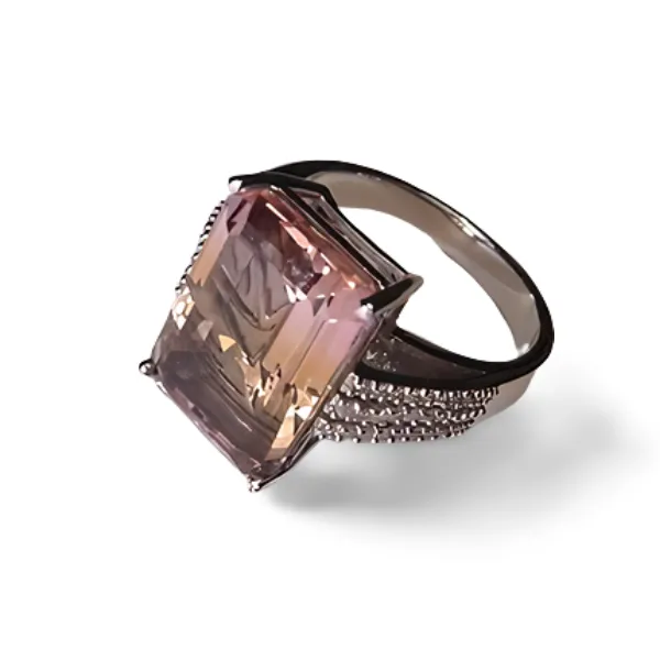 Gorgeous Estate 14K White Gold Ametrine Diamond Ring