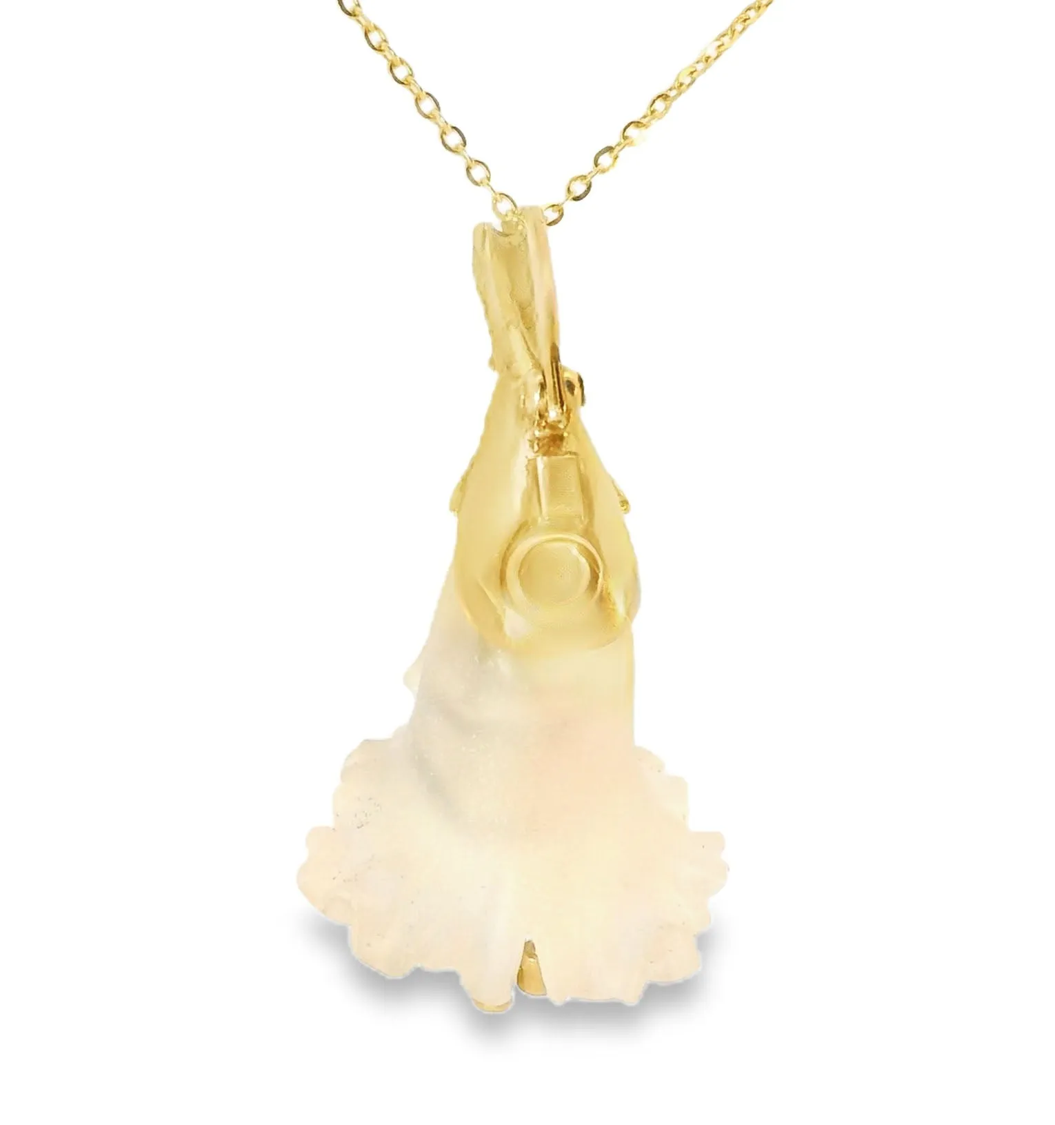 Gorgeous Estate 18K Yellow Gold Diamond Emerald Floral Pendant Necklace Slide