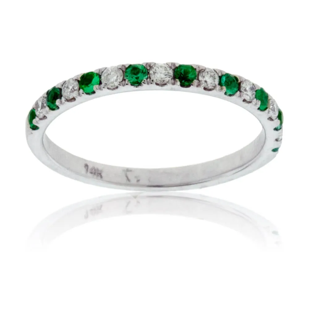 Green Emerald & Diamond Alternating Band