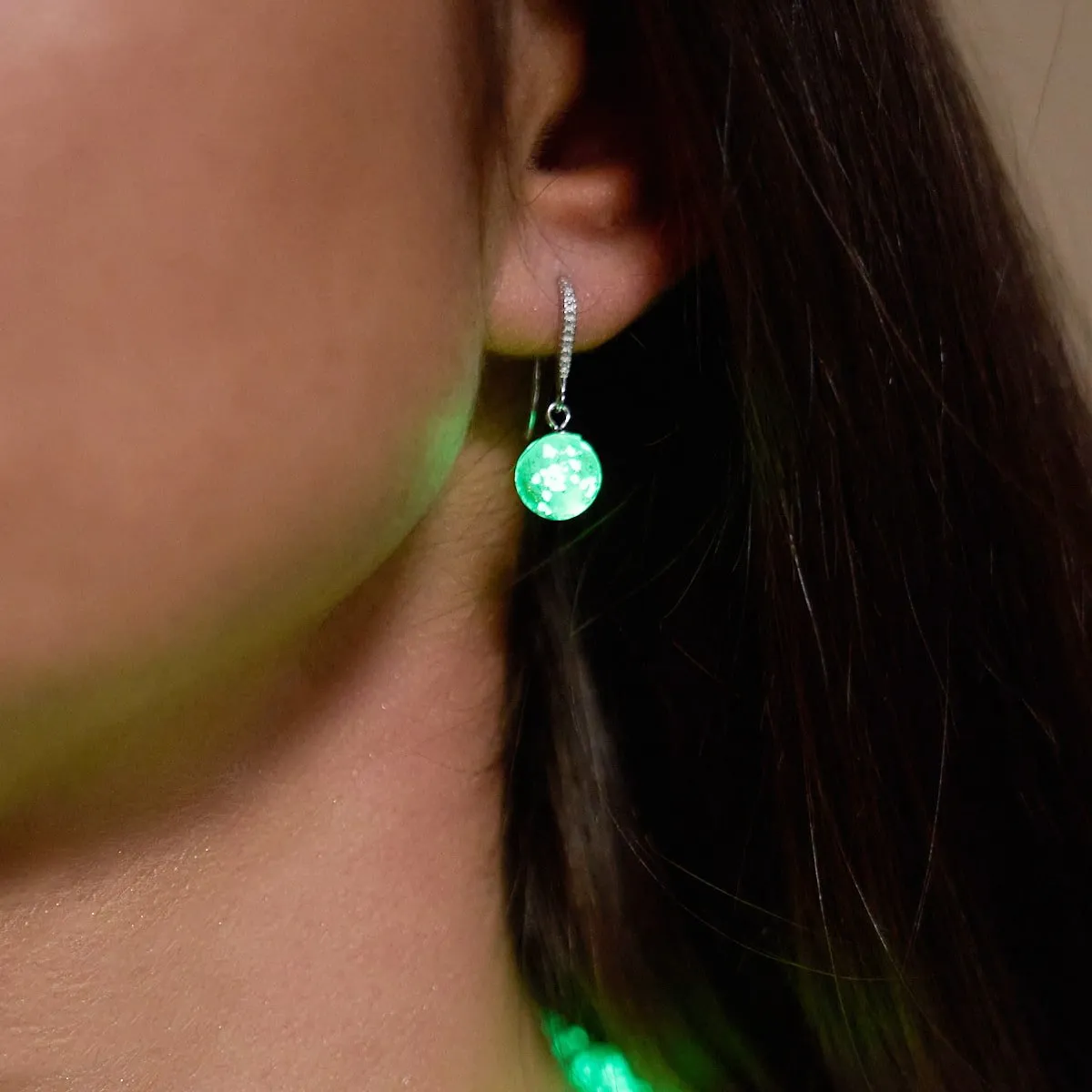 Guava | .925 Sterling Silver | Firefly Glass Huggie Earrings